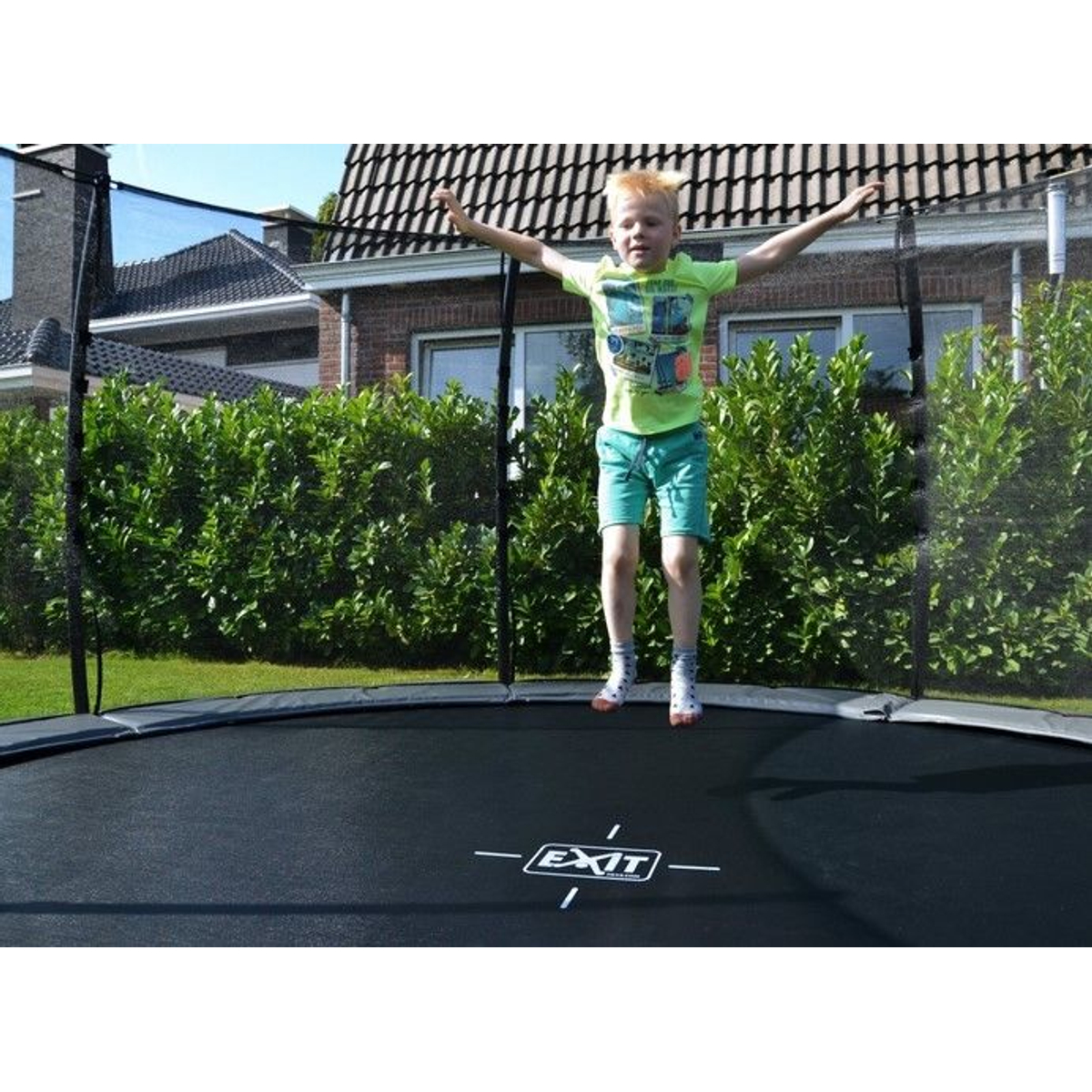 EXIT Elegant inground trampoline Ã¸427cm met Economy veiligheidsnet - zwart