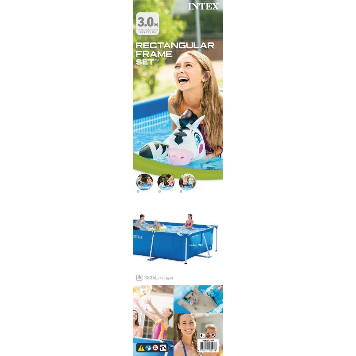 Intex Zwembad rectangular Frame Pool  (300X200X75) Blauw