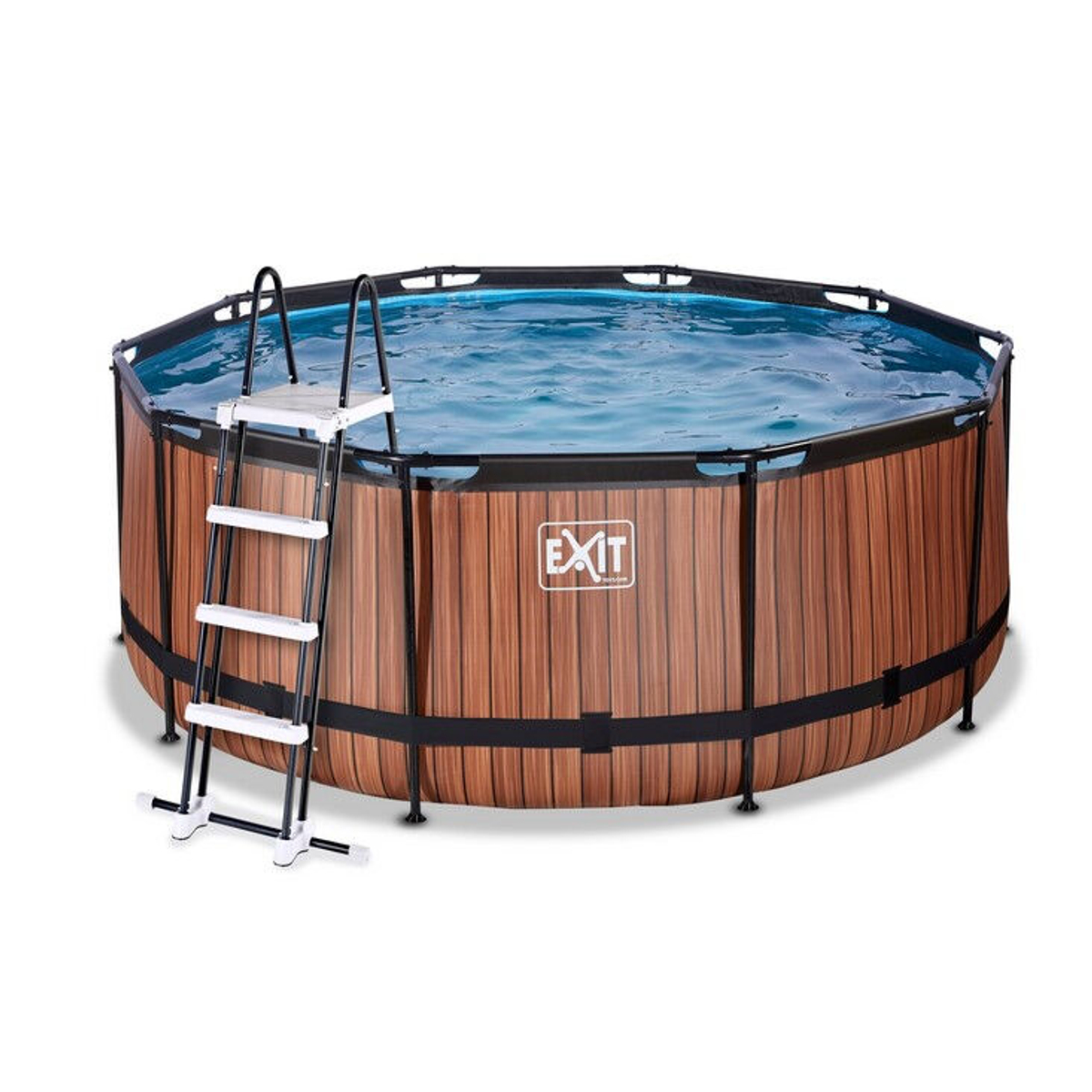 EXIT Wood zwembad ø360x122cm met zandfilterpomp - bruin