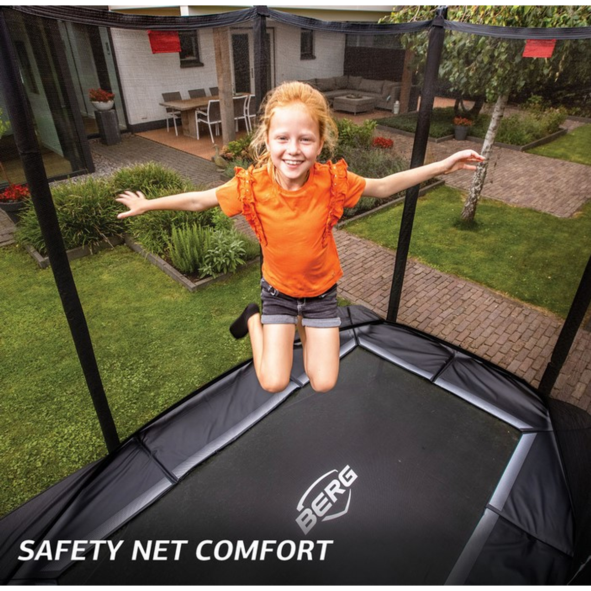 Berg Ultim Favorit Inground Trampoline 410 Grijs + Safety Net Comfort