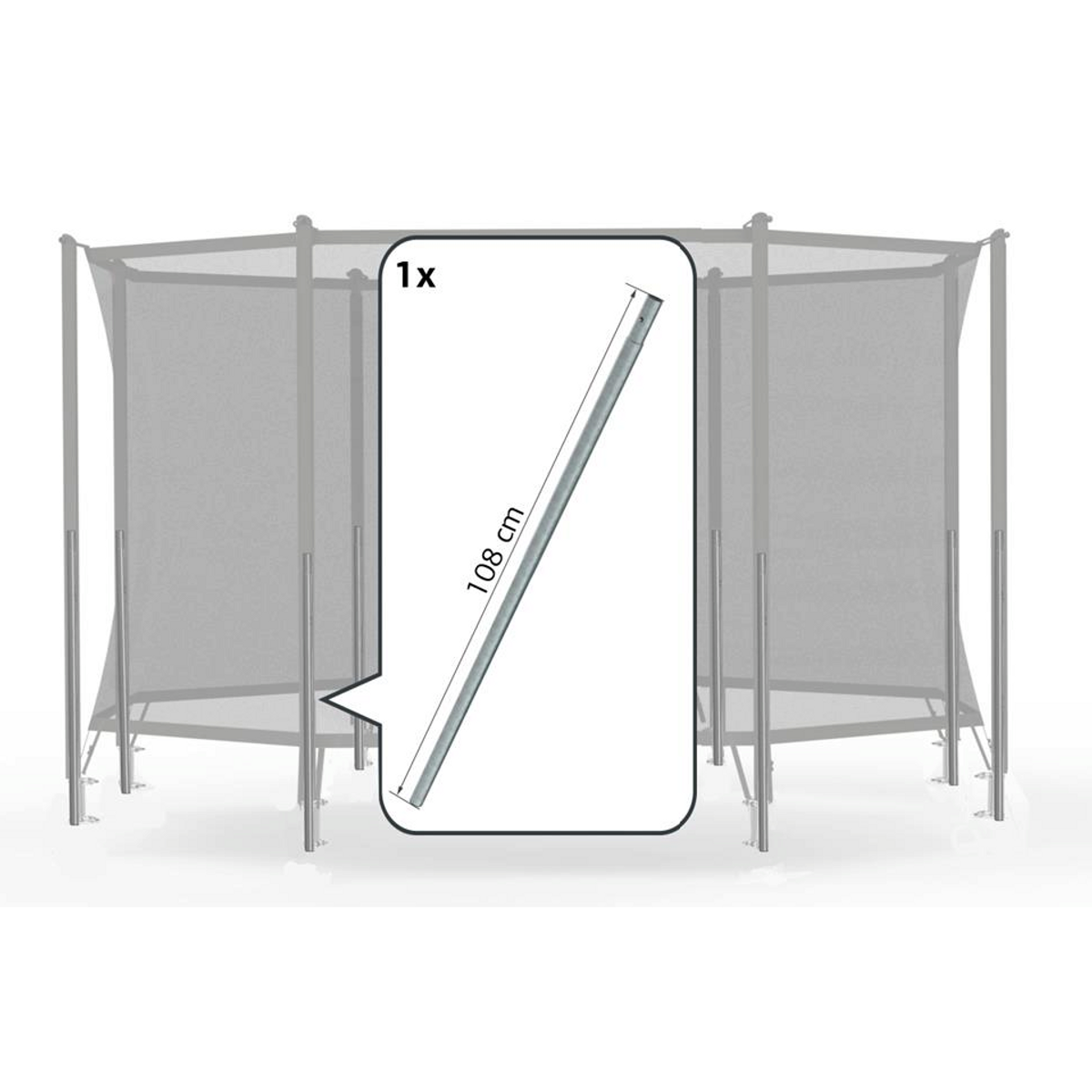 Safety Net Comfort - Onderpaal + veerclip (108cm)