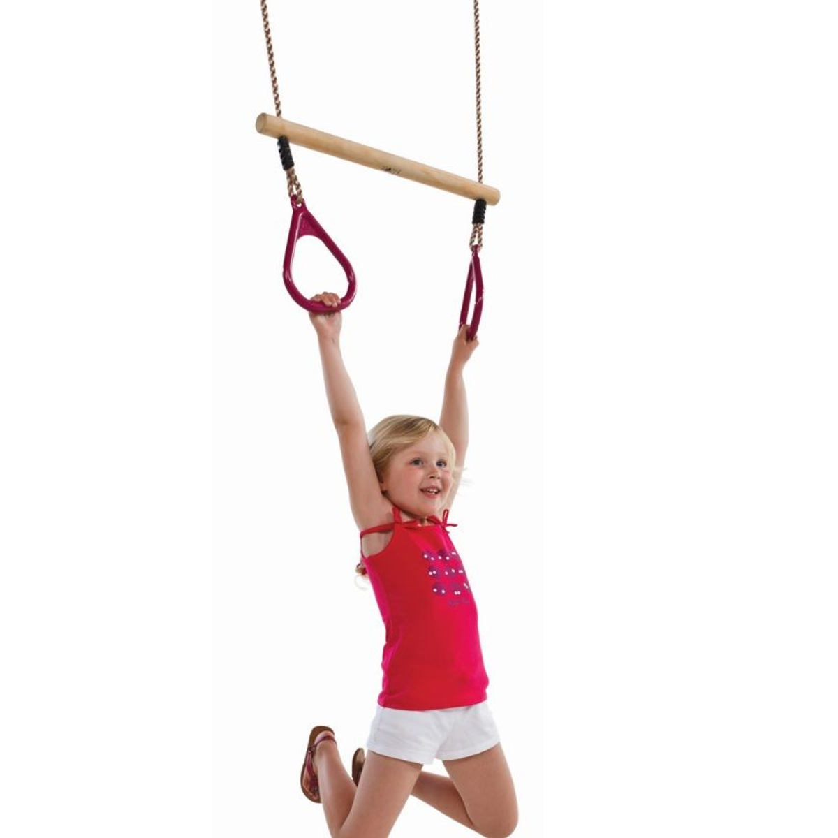 Houten Ringtrapeze met kunststof ringen - Paars