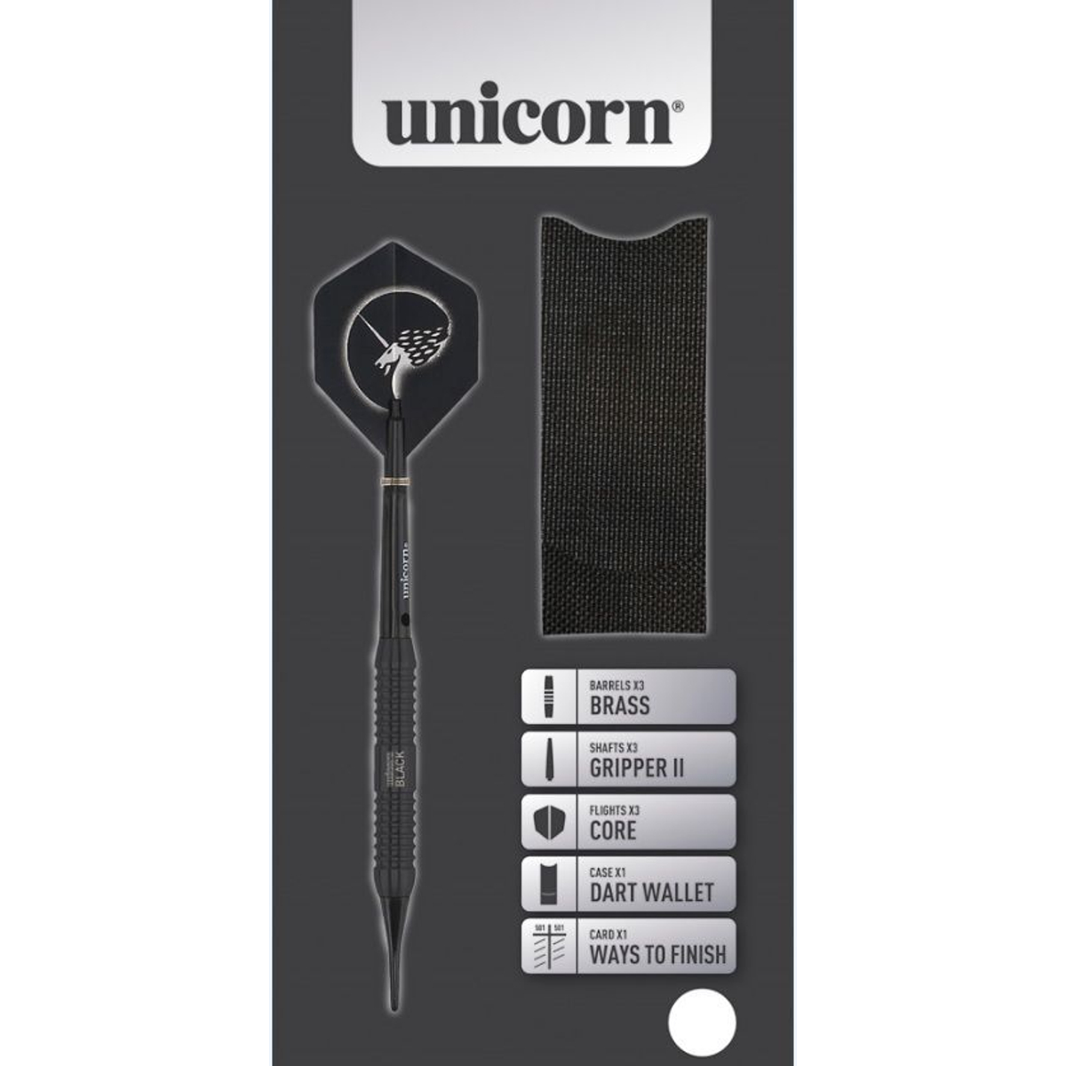 Unicorn Core Plus Dart - Zwart - Soft Tip