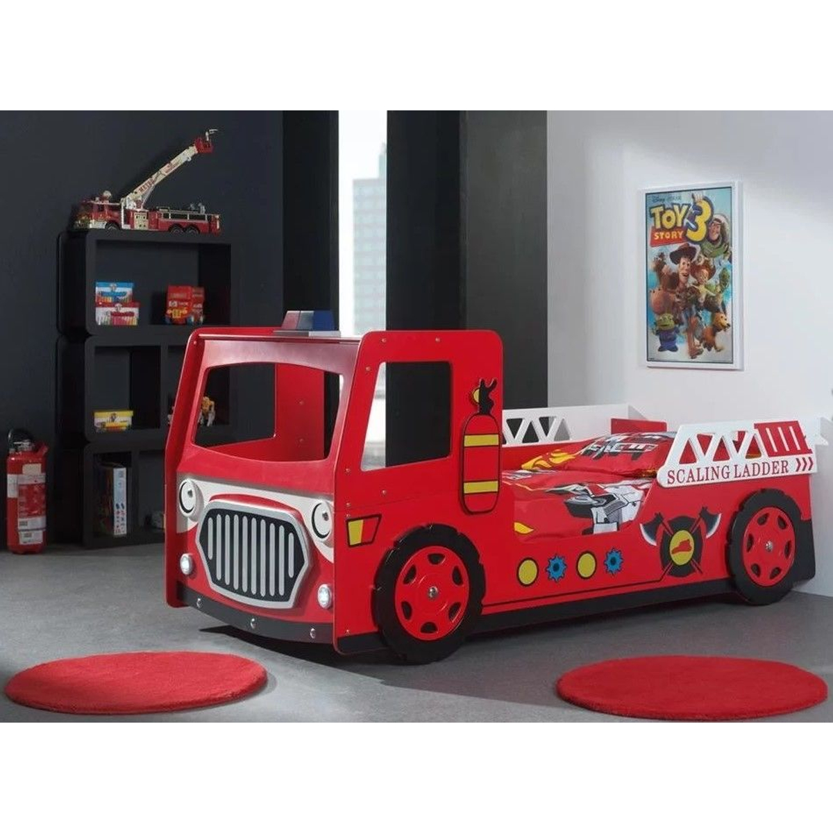 Brandweerbed met LED Verlichting - Rood - Kinderbed