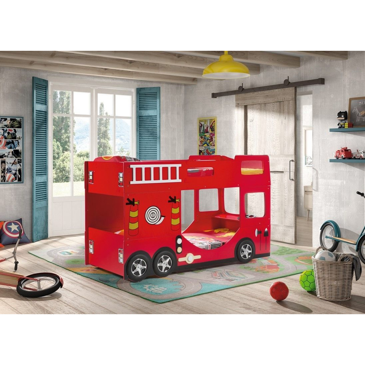 Brandweerstapelbed - Rood - Kinderbed