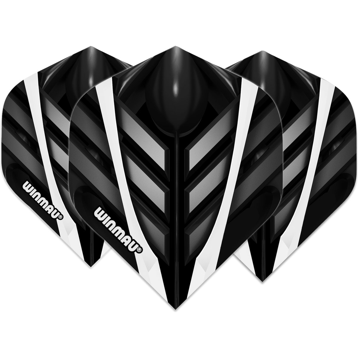 Winmau Mega Standard Zwart, Wit en Grijs dart flights