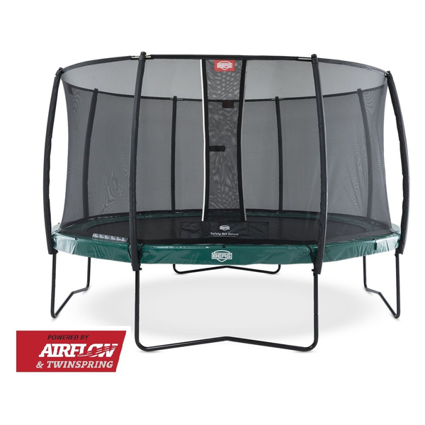 Berg Elite 380 Airflow Groen Trampoline + Safety Net Deluxe Belomax