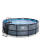 EXIT Piscine en pierre ø427x122cm avec pompe à sable - gris