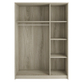 Interiax Kledingkast 'Amelie' – 3 Deuren, 1 Hanger & 4 Legplanken | Sonoma Eik | 180x120x54 cm