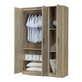 Interiax Opbergkast - Kledingkast 'Lucas' - 3 Deuren, 1 Hanger & 4 Legplanken | Sonoma Eik | 184x120x52 cm