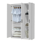 Interiax Opbergkast - Kledingkast 'Lucas' - 3 Deuren, 1 Hanger & 4 Legplanken | Wit | 184x120x52 cm