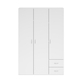 Interiax Kledingkast 'Saar' – 3 Deuren, 2 Lades, 1 Hanger & 3 legplanken | Wit | 176x121x51 cm