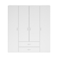 Interiax Kledingkast 'Saar' – 4 Deuren, 2 Lades, 2 Hangers & 4 Legplanken | Wit | 177x160x52 cm