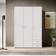 Interiax Kledingkast 'Saar' – 3 Deuren, 2 Lades, 1 Hanger & 3 legplanken | Wit | 176x121x51 cm