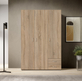 Interiax Kledingkast 'Saar' – 3 Deuren, 2 Lades, 1 Hanger & 3 legplanken | Sonoma Eik | 176x121x51 cm