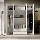 Interiax Kledingkast 'Saar' – 4 Deuren, 2 Lades, 2 Hangers & 4 Legplanken | Wit | 177x160x52 cm