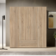 Interiax Kledingkast 'Saar' – 4 Deuren, 2 Lades, 2 Hangers & 4 Legplanken | Sonoma Eik | 177x160x52 cm