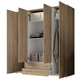 Interiax Kledingkast 'Saar' – 4 Deuren, 2 Lades, 2 Hangers & 4 Legplanken | Sonoma Eik | 177x160x52 cm