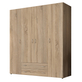 Interiax Kledingkast 'Saar' – 4 Deuren, 2 Lades, 2 Hangers & 4 Legplanken | Sonoma Eik | 177x160x52 cm