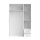 Interiax Kledingkast 'Saar' – 3 Deuren, 2 Lades, 1 Hanger & 3 legplanken | Wit | 176x121x51 cm