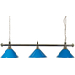 Biljartlamp pool met drie blauwe kappen
