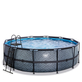 EXIT Piscine en pierre ø450x122cm avec pompe à sable - gris