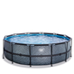 EXIT Piscine en pierre ø450x122cm avec pompe à sable - gris