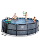 EXIT Piscine en pierre ø450x122cm avec pompe à sable - gris