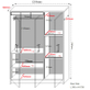 Interiax Opbergkast - Kledingkast 'Lucas' - 3 Deuren, 1 Hanger & 4 Legplanken | Sonoma Eik | 184x120x52 cm