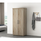Interiax Kledingkast 'Mila' – 2 Deuren, 2 Lades, 1 Hanger & 3 Legplanken | Sonoma Eik | 183x80x52 cm