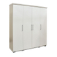 Interiax Kledingkast 'Mila' – 4 Deuren, 1 Hanger & 6 Legplanken | Wit | 183x160x52cm