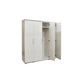 Interiax Kledingkast 'Mila' – 4 Deuren, 1 Hanger & 6 Legplanken | Wit | 183x160x52cm
