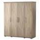 Interiax Kledingkast 'Mila' – 4 Deuren, 1 Hanger & 6 Legplanken | Sonoma Eik | 183x160x52cm