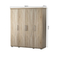 Interiax Kledingkast 'Mila' – 4 Deuren, 1 Hanger & 6 Legplanken | Sonoma Eik | 183x160x52cm