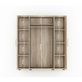 Interiax Kledingkast 'Mila' – 4 Deuren, 1 Hanger & 6 Legplanken | Sonoma Eik | 183x160x52cm