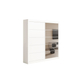 Interiax Wardrobe 'Mila' - White Sliding Door Wardrobe with 1 Hanger, 4 Shelves & Mirror | 197.5x182.5x52.5 cm