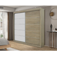 Interiax Kledingkast 'Mila' – Sonoma Eik Schuifdeurkast met 1 Hanger, 4 Legplanken & Spiegel | 197.5x182.5x52.5 cm