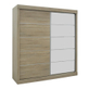 Interiax Kledingkast 'Mila' – Sonoma Eik Schuifdeurkast met 1 Hanger, 4 Legplanken & Spiegel | 197.5x182.5x52.5 cm