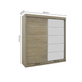 Interiax Kledingkast 'Mila' – Sonoma Eik Schuifdeurkast met 1 Hanger, 4 Legplanken & Spiegel | 197.5x182.5x52.5 cm