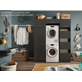 Interiax WASHWALL 'Mary' Armoire pour lave-linge Anthracite - Armoire pour sèche-linge - Avec armoire de rangement - 200x67.5x67.5 cm