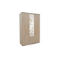 Interiax Kledingkast 'Lena' – 3 Deuren, 2 Lades, 1 Hanger, Spiegel & 4 Legplank | Sonoma Eik | 185x120x52cm