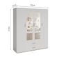 Interiax Kledingkast 'Lena' – 4 Deuren, 2 Lades, 1 Hanger, 2 Spiegels & 7 Legplanken | Wit | 185x160x52cm