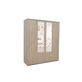 Interiax Kledingkast 'Lena' – 4 Deuren, 2 Lades, 1 Hanger, 2 Spiegels & 7 Legplanken | Sonoma Eik | 185x160x52cm