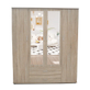 Interiax Kledingkast 'Lena' – 4 Deuren, 2 Lades, 1 Hanger, 2 Spiegels & 7 Legplanken | Sonoma Eik | 185x160x52cm