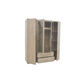 Interiax Kledingkast 'Lena' – 4 Deuren, 2 Lades, 1 Hanger, 2 Spiegels & 7 Legplanken | Sonoma Eik | 185x160x52cm
