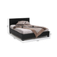 Interiax George Bed - Zwart PU Leder - 140x200 cm - Inclusief Lattenbodem