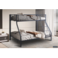 Interiax Trio Stapelbed - Metaal Donkergrijs - 140/90x200 cm - Inclusief Lattenbodems 
