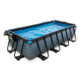 EXIT Stone zwembad 400x200x100cm met overkapping en zandfilter- en warmtepomp - grijs