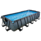 EXIT Stone zwembad 540x250x100cm met overkapping en zandfilter- en warmtepomp - grijs