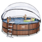 EXIT Wood zwembad Ã¸450x122cm met overkapping en zandfilter- en warmtepomp - bruin            